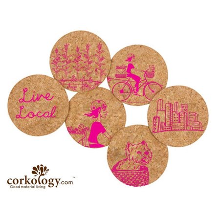 CORKOLOGY Live Local 2 Girl On Bike Cork Coaster Set 388